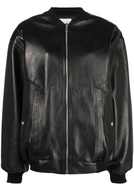 Bomber con zip in pelle in nero Magda Butrym - donna